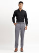 Textured White Slim Fit Trousers Grey