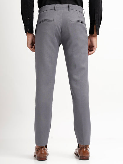 Textured Slim Fit Trousers Grey