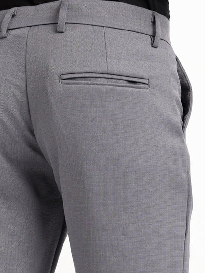 Textured Slim Fit Trousers Grey