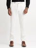 Textured White Slim Fit Trousers White