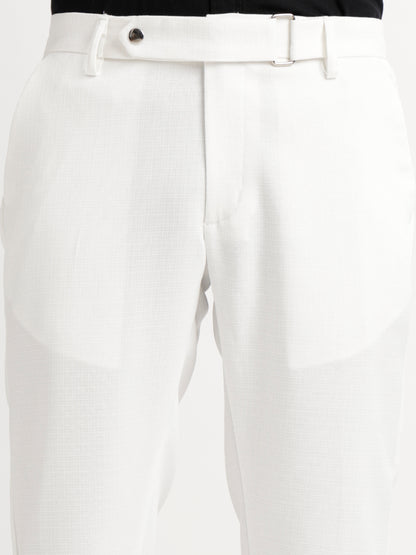 Textured Slim Fit Trousers White
