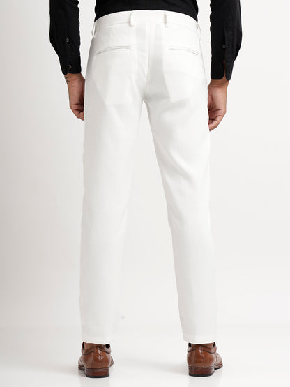 Textured Slim Fit Trousers White