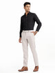 Textured White Slim Fit Trousers Lt grey