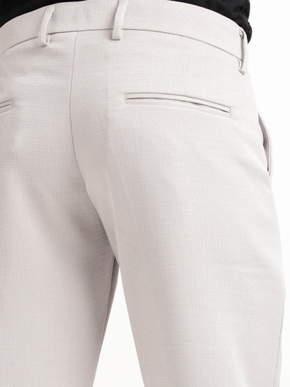 Textured Slim Fit Trousers Beige