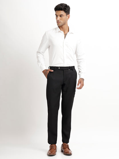 Textured Slim Fit Trousers Black