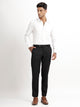 Textured White Slim Fit Trousers Black