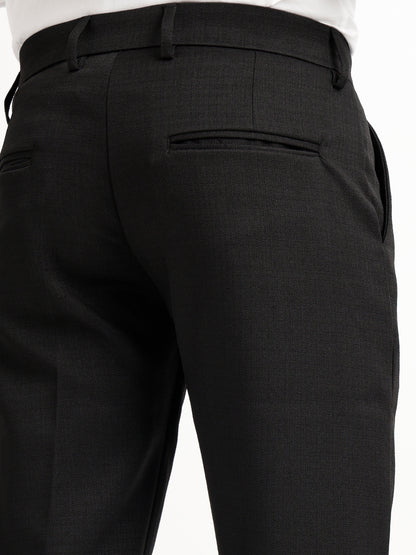 Textured Slim Fit Trousers Black
