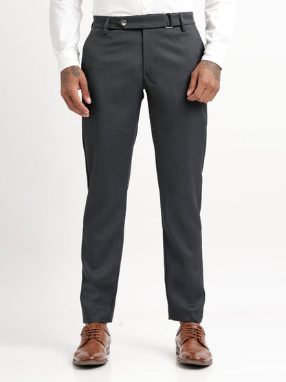 Textured Slim Fit Trousers Green