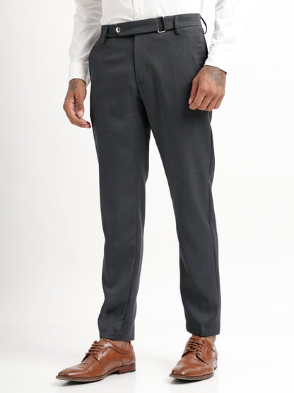 Textured Slim Fit Trousers Green