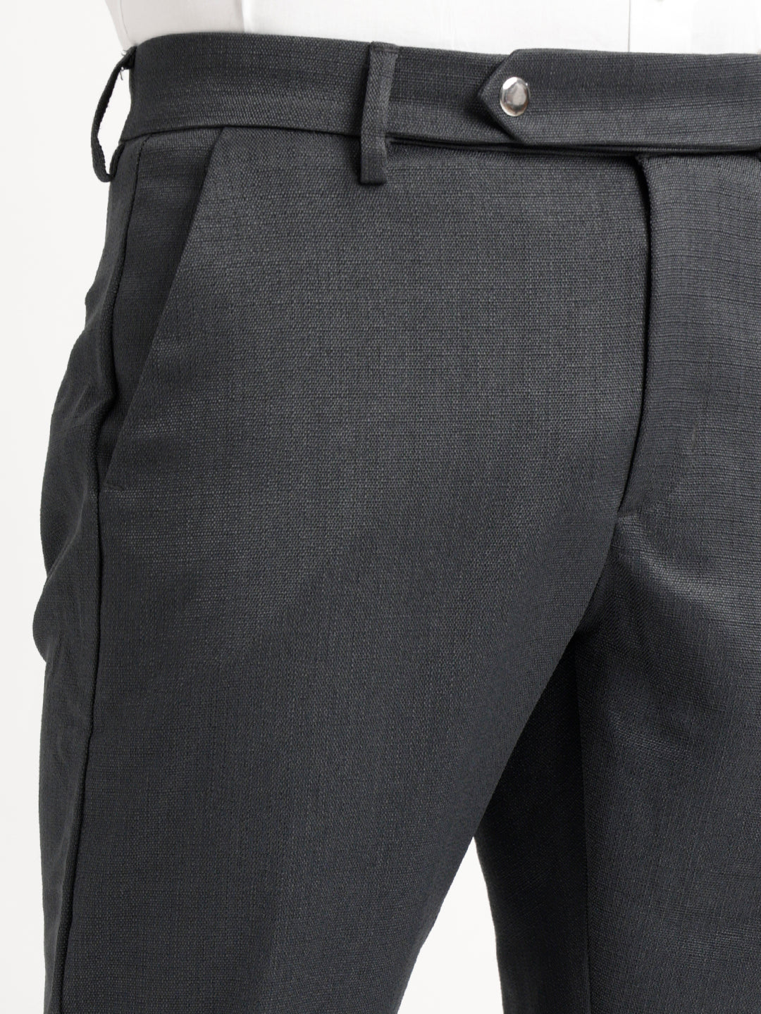 Textured White Slim Fit Trousers Green