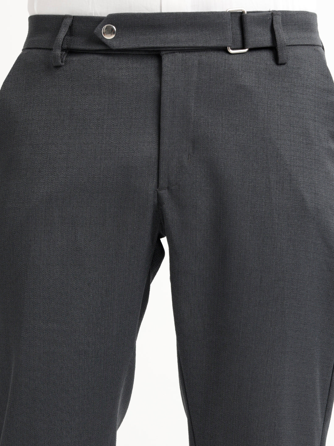 Textured White Slim Fit Trousers Green