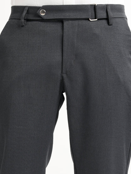 Textured Slim Fit Trousers Green