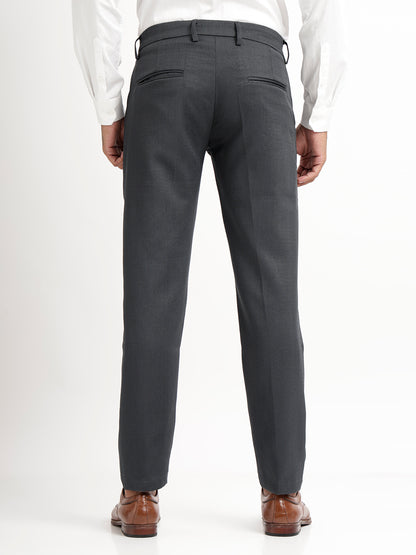 Textured Slim Fit Trousers Green