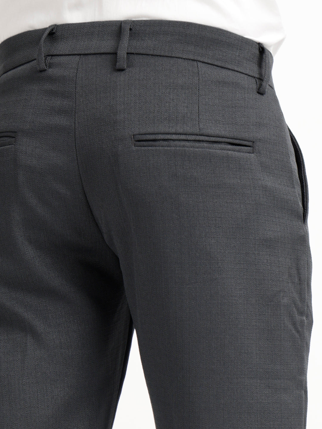 Textured White Slim Fit Trousers Green