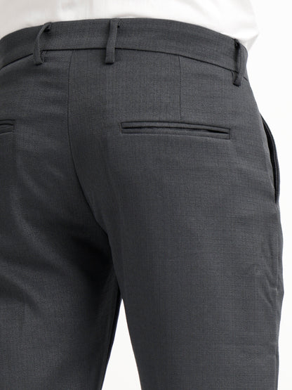 Textured Slim Fit Trousers Green