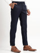 Textured Slim Fit Trousers Navy