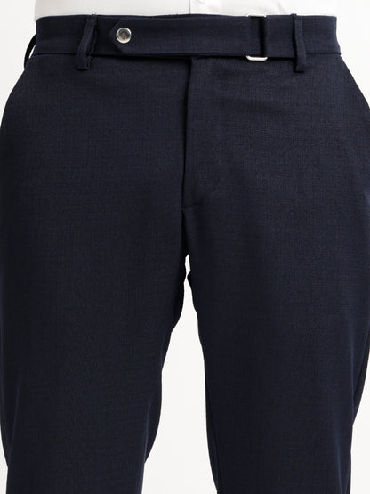 Textured Slim Fit Trousers Navy