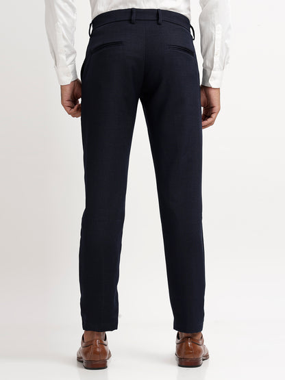 Textured Slim Fit Trousers Navy