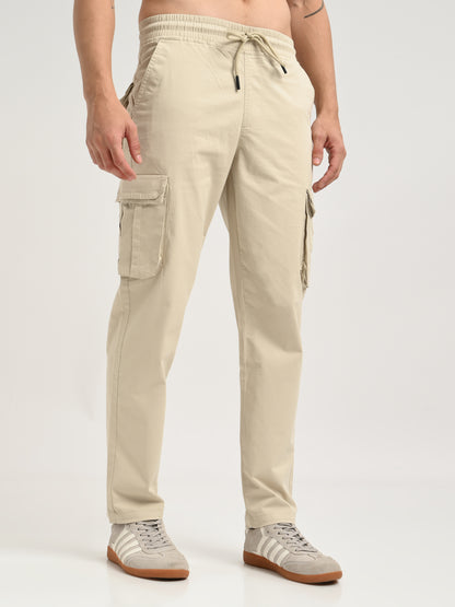 Cotton Cargo Trousers Cream