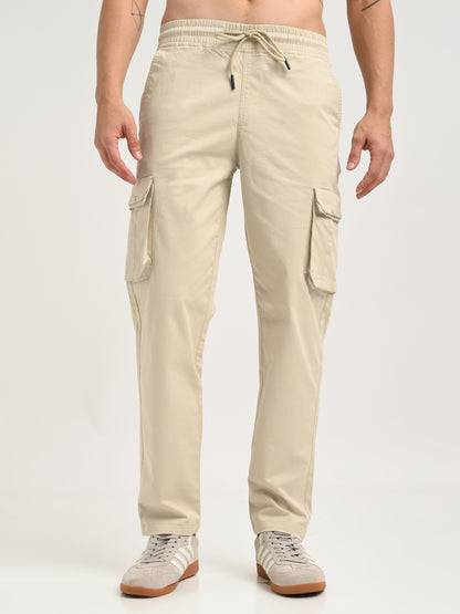 Cotton Cargo Trousers Cream