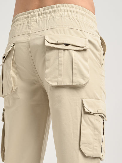 Cotton Cargo Trousers Cream