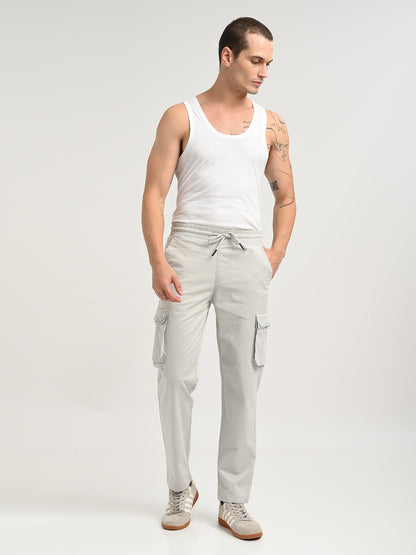 Cotton Cargo Trousers Off White