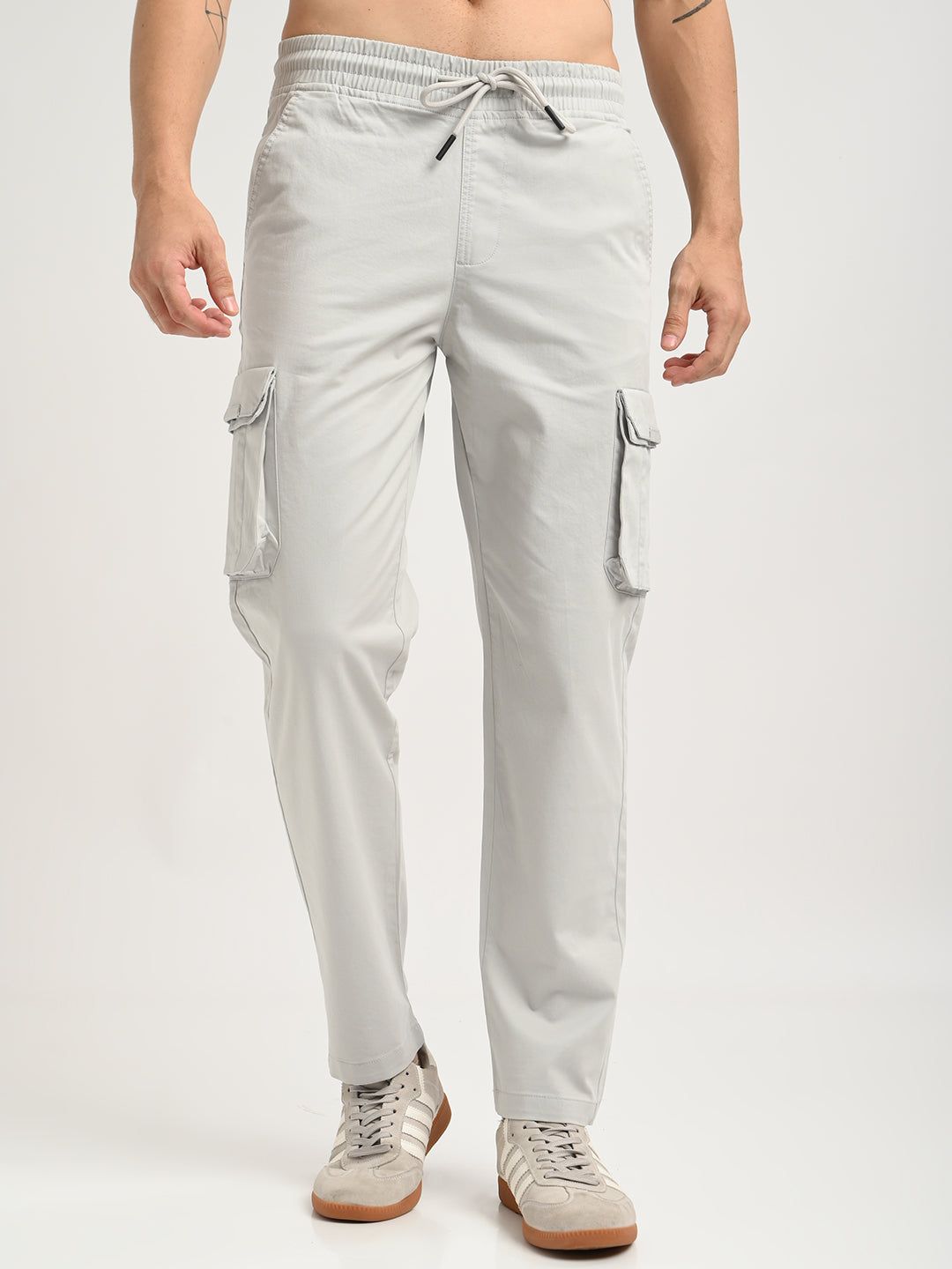 Cotton Cargo Trousers Off White