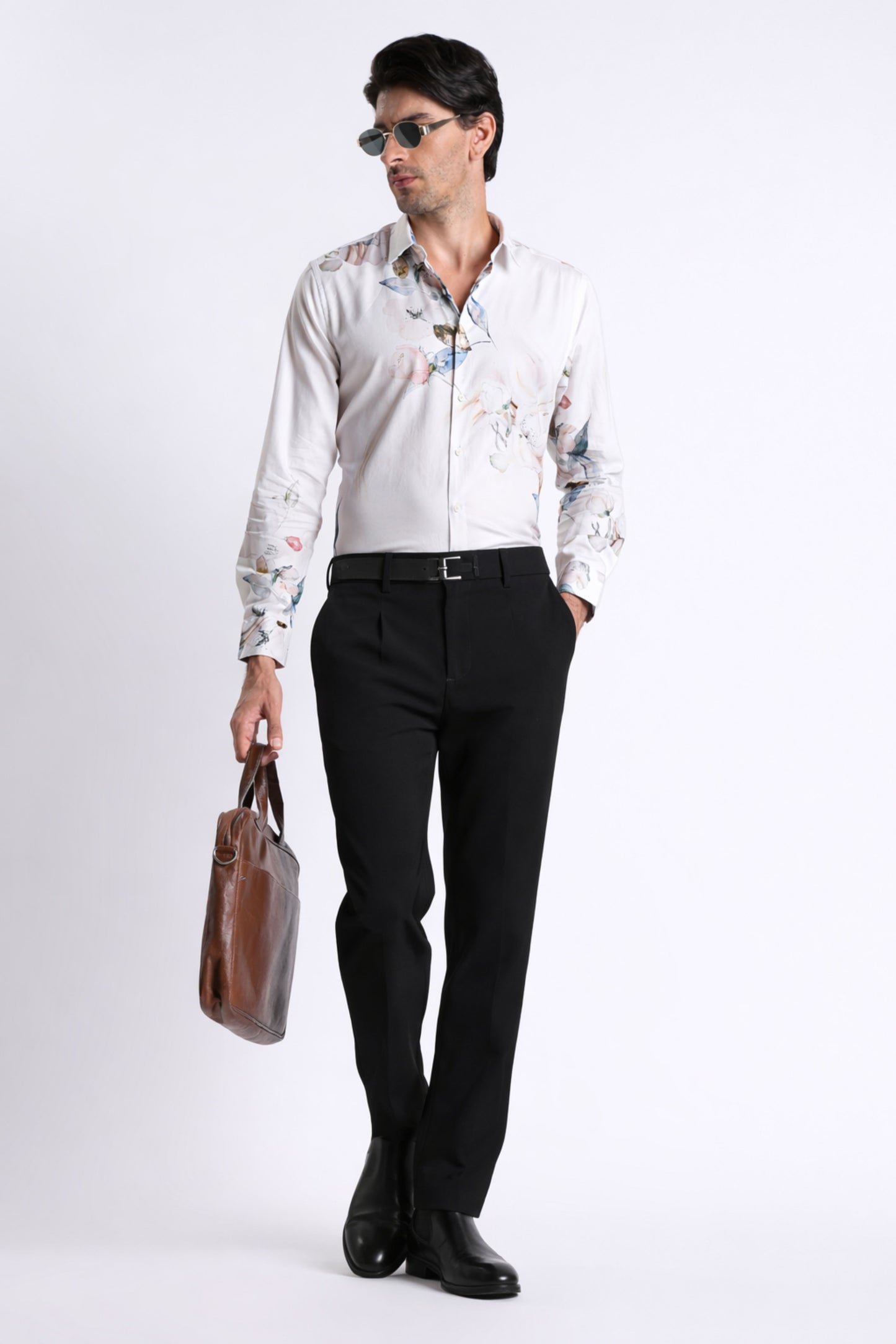 Floral Digital Print Shirt White