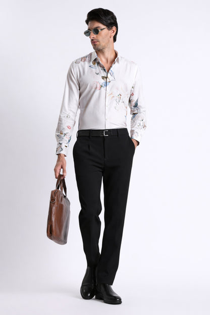 Floral Digital Print Shirt White