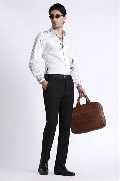 Floral Digital Print Shirt White