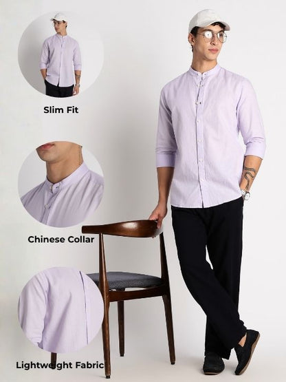 Cotton Linen Slim Fit Shirt Lavender