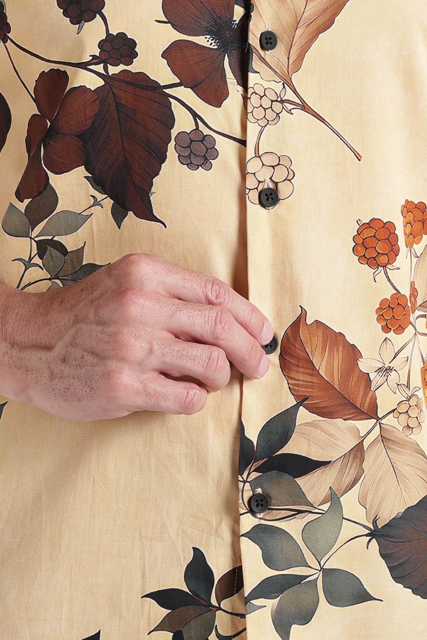 Brown Yellow Floral Print Shirt - Slim Fit Party Wear