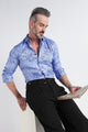 Blue Black Floral Print Shirt - Slim Fit Party Wear