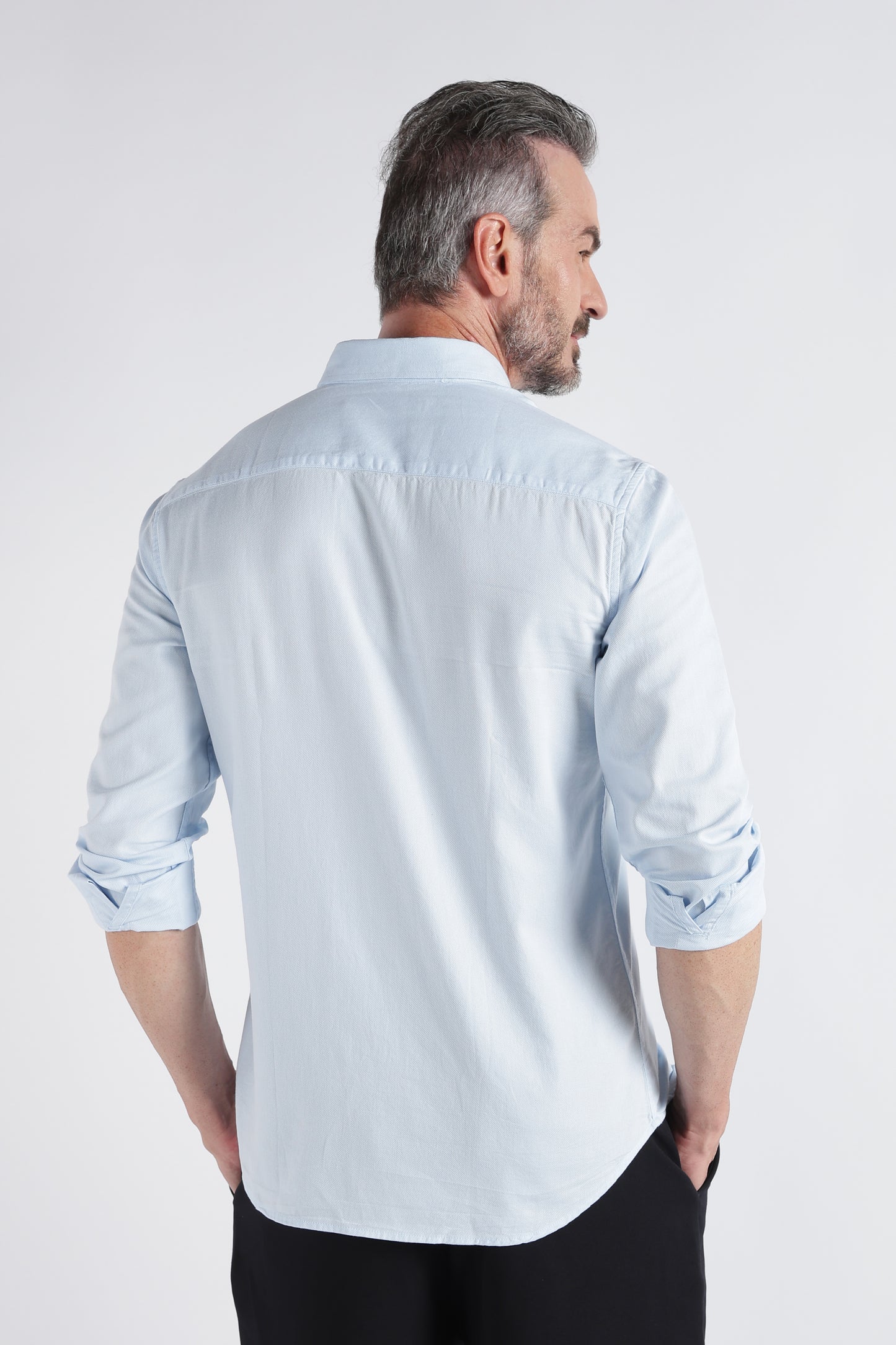 Sky Blue Solid Shirt - Slim Fit Casual