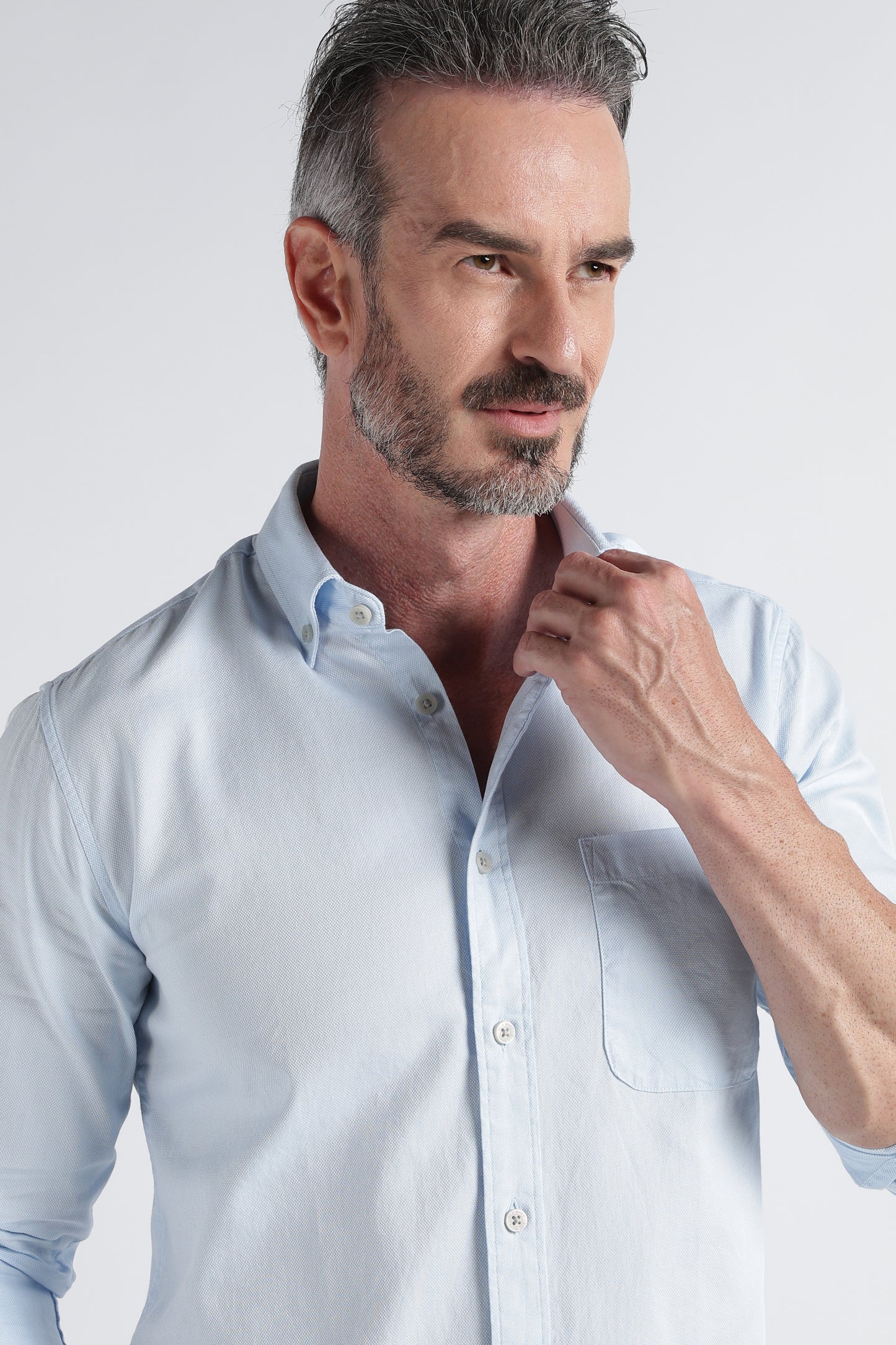 Sky Blue Solid Shirt - Slim Fit Casual