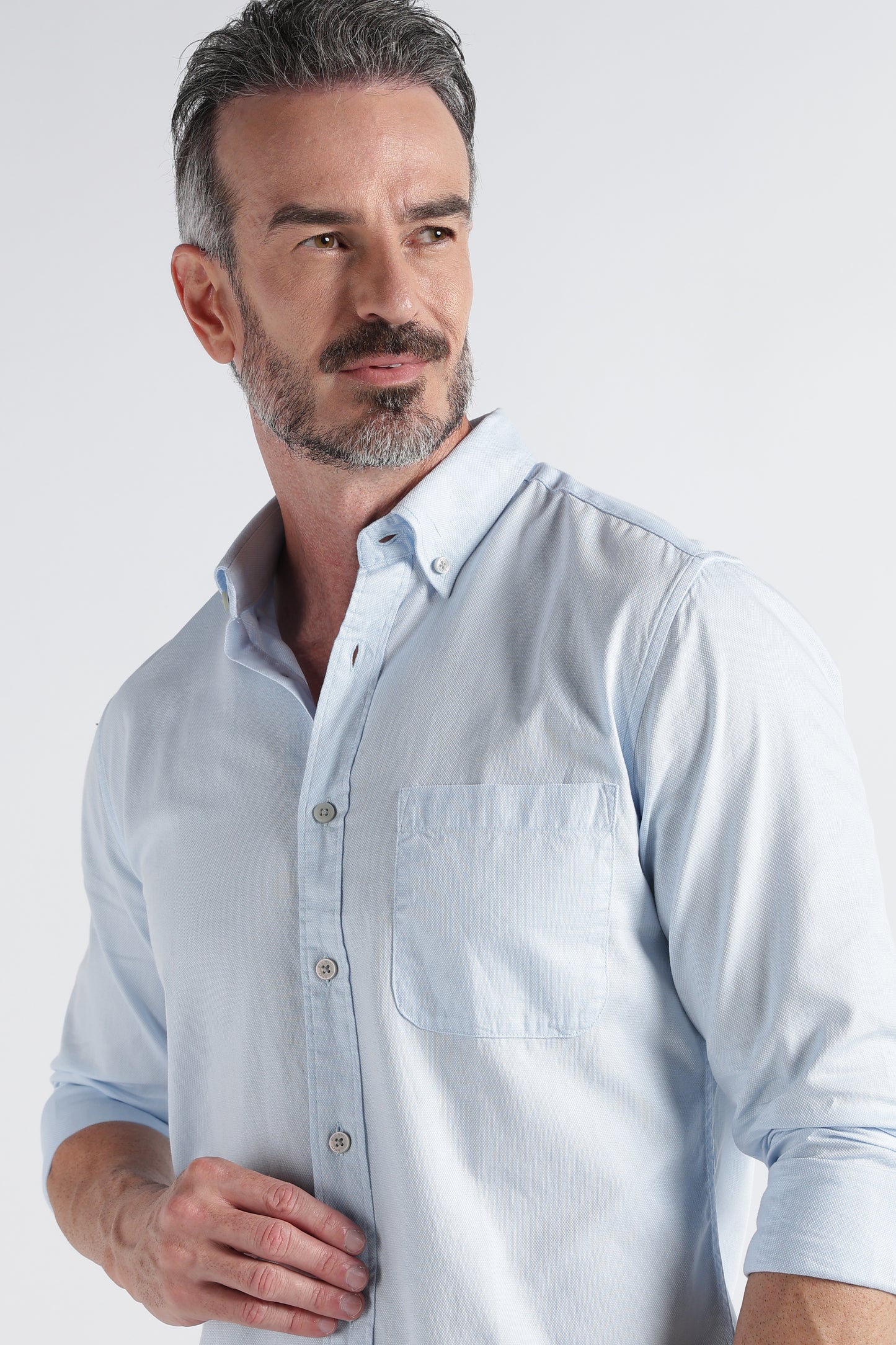 Sky Blue Solid Shirt - Slim Fit Casual