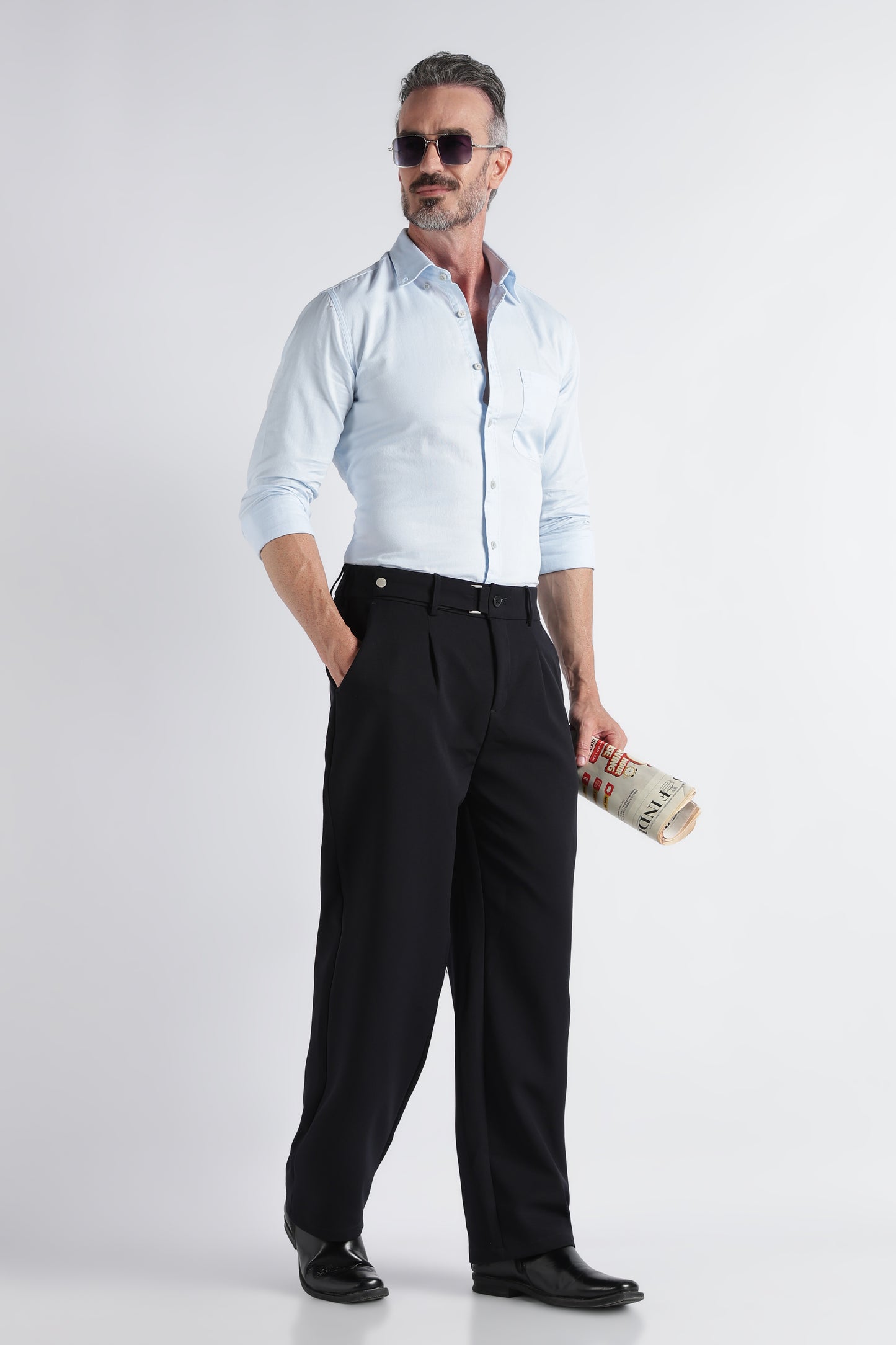Sky Blue Solid Shirt - Slim Fit Casual