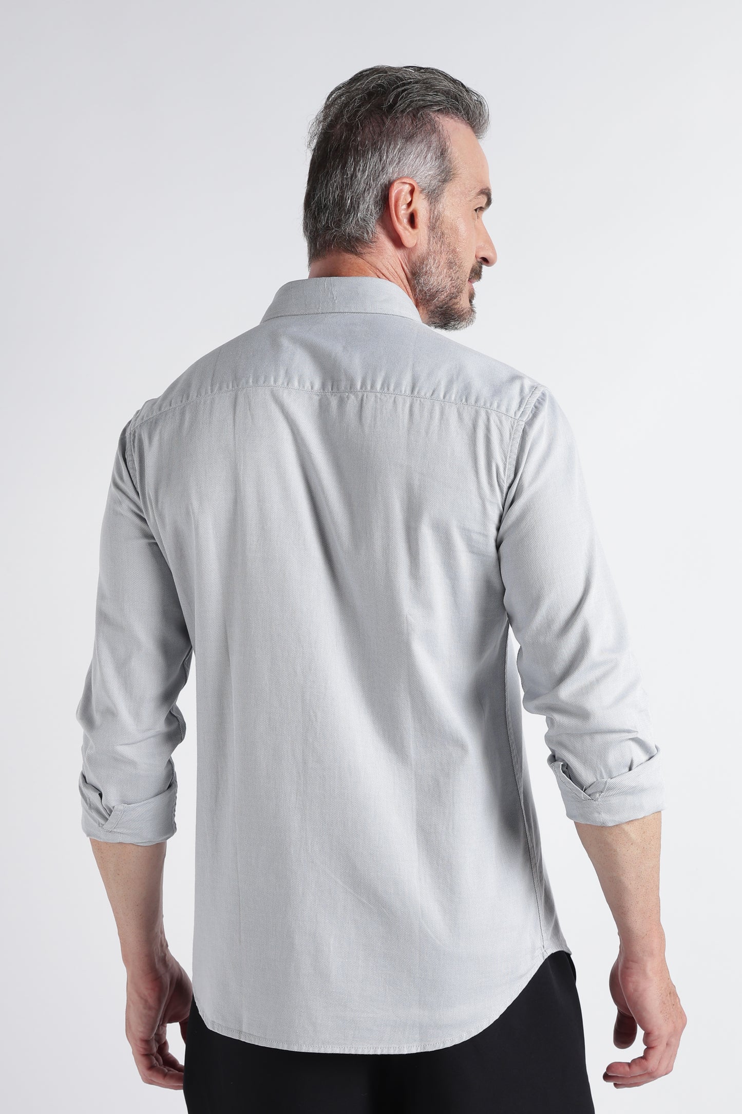 Light Grey Solid Shirt - Slim Fit Casual