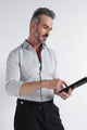 Light Grey Solid Shirt - Slim Fit Casual