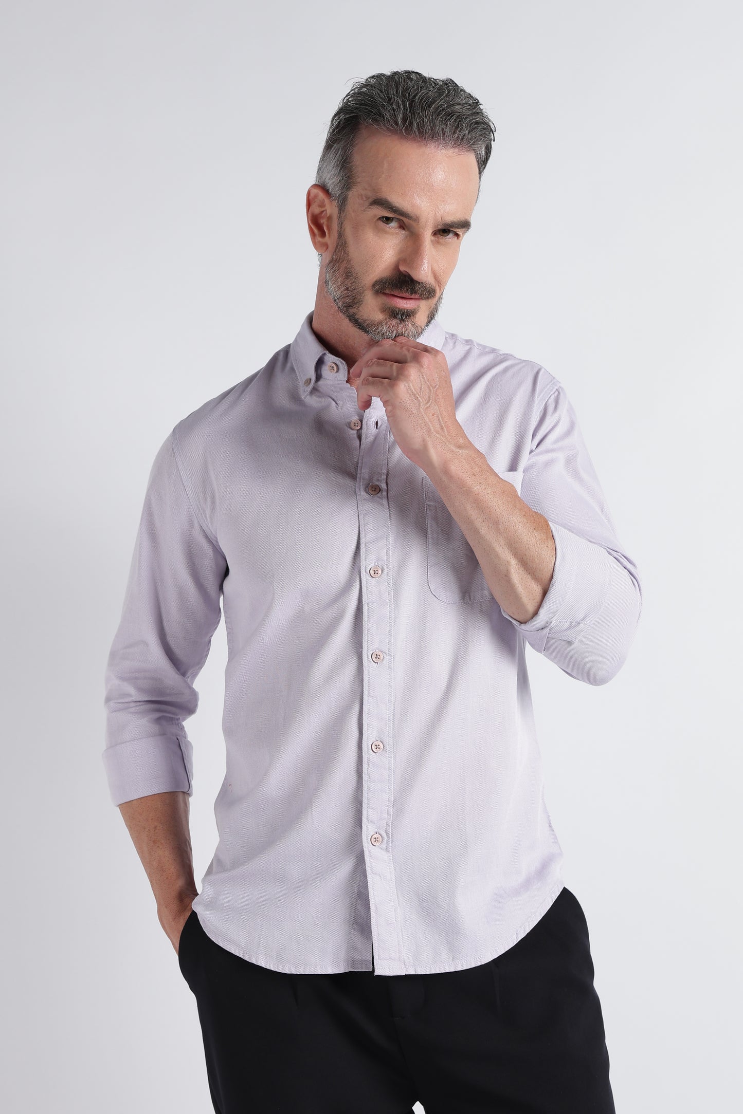 Lavender Solid Shirt - Slim Fit Casual