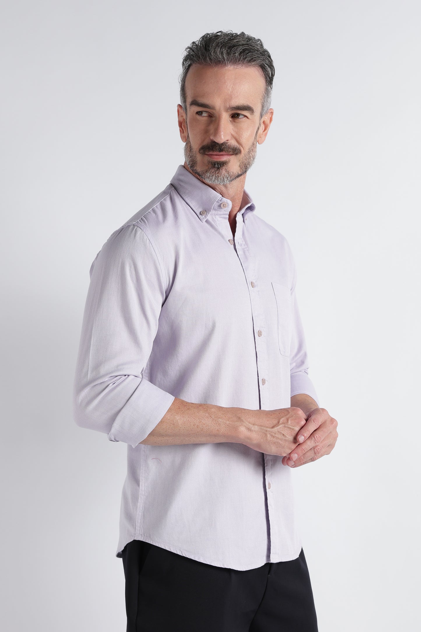 Lavender Solid Shirt - Slim Fit Casual