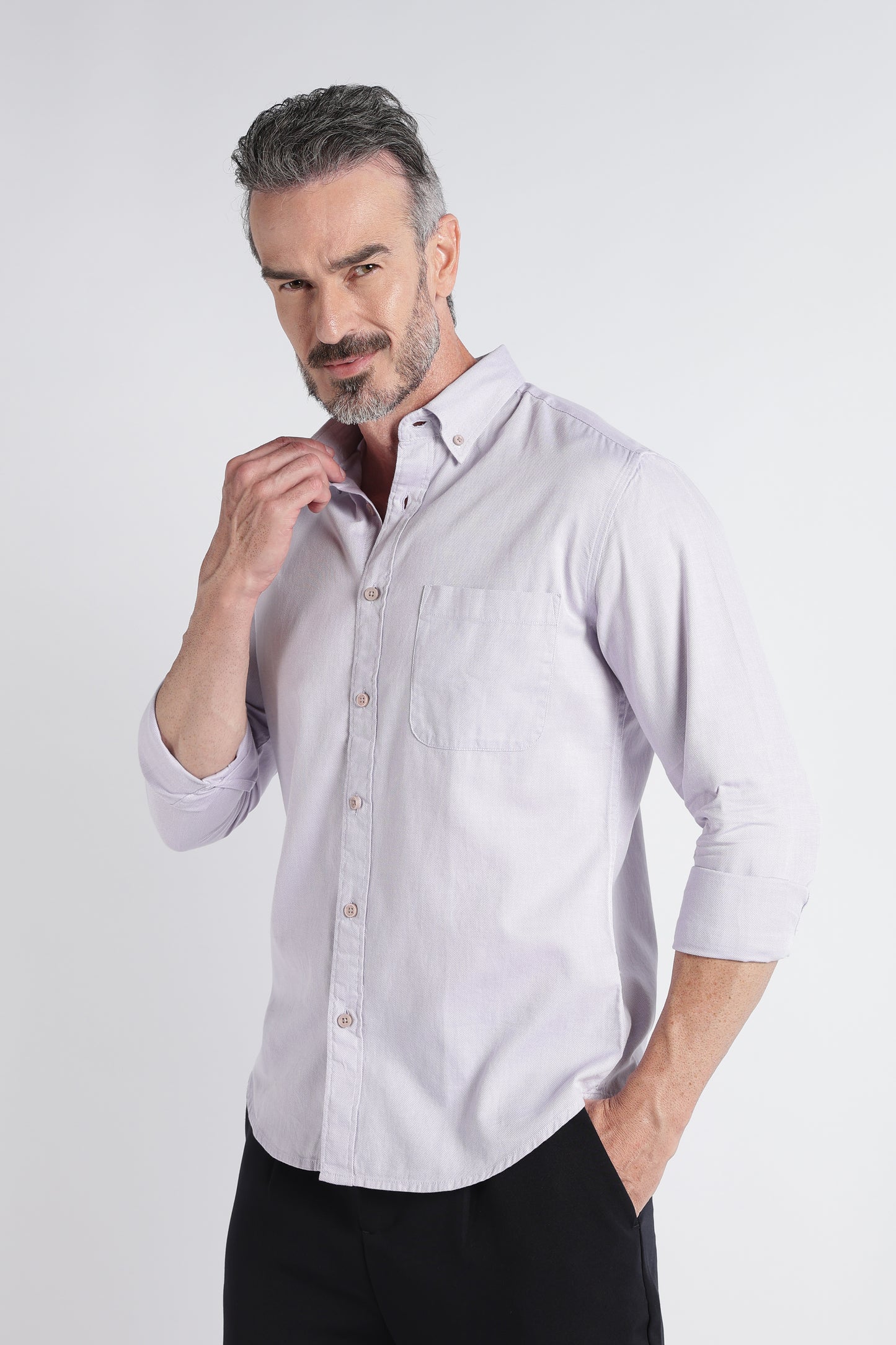 Lavender Solid Shirt - Slim Fit Casual