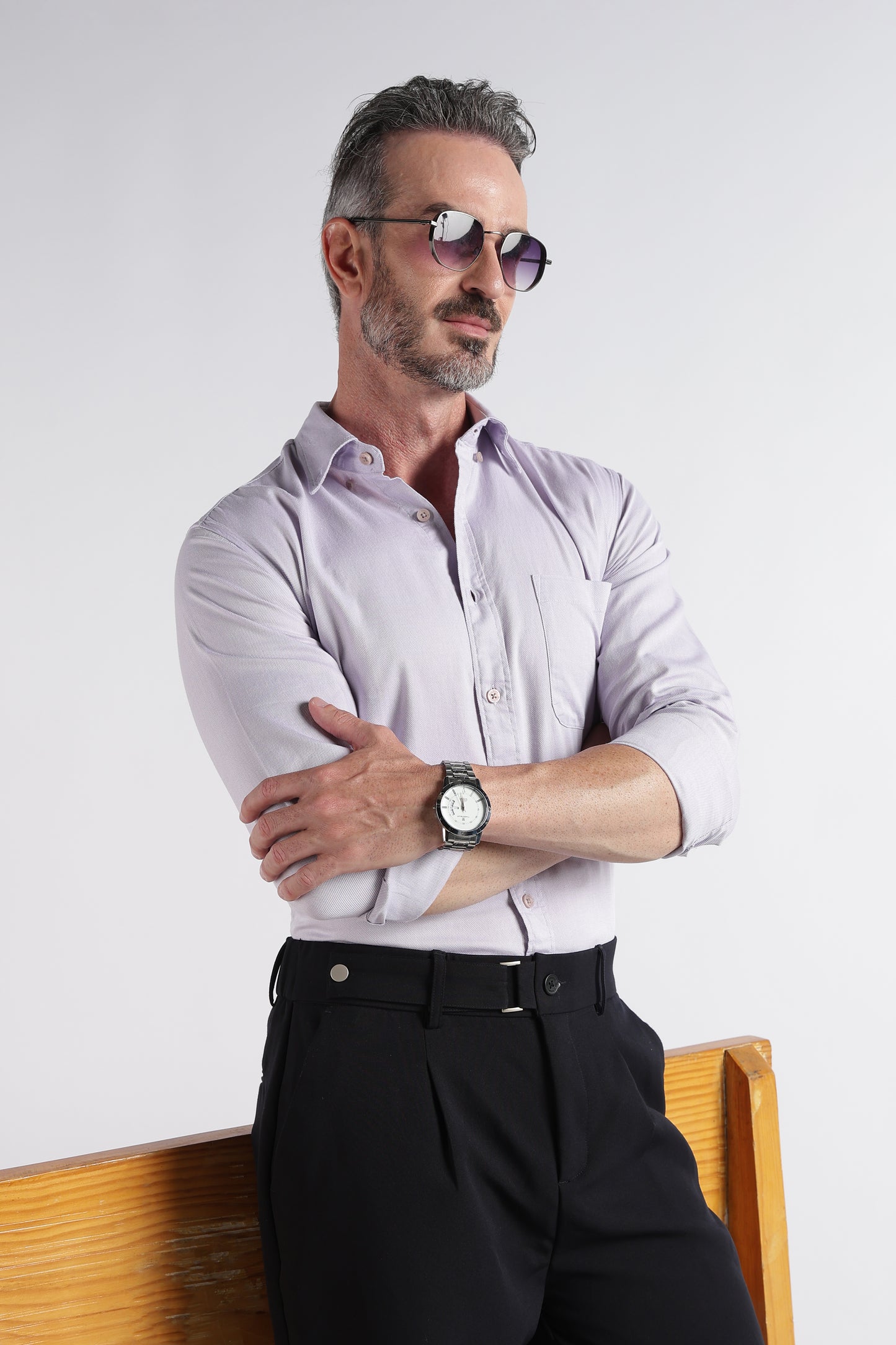 Lavender Solid Shirt - Slim Fit Casual
