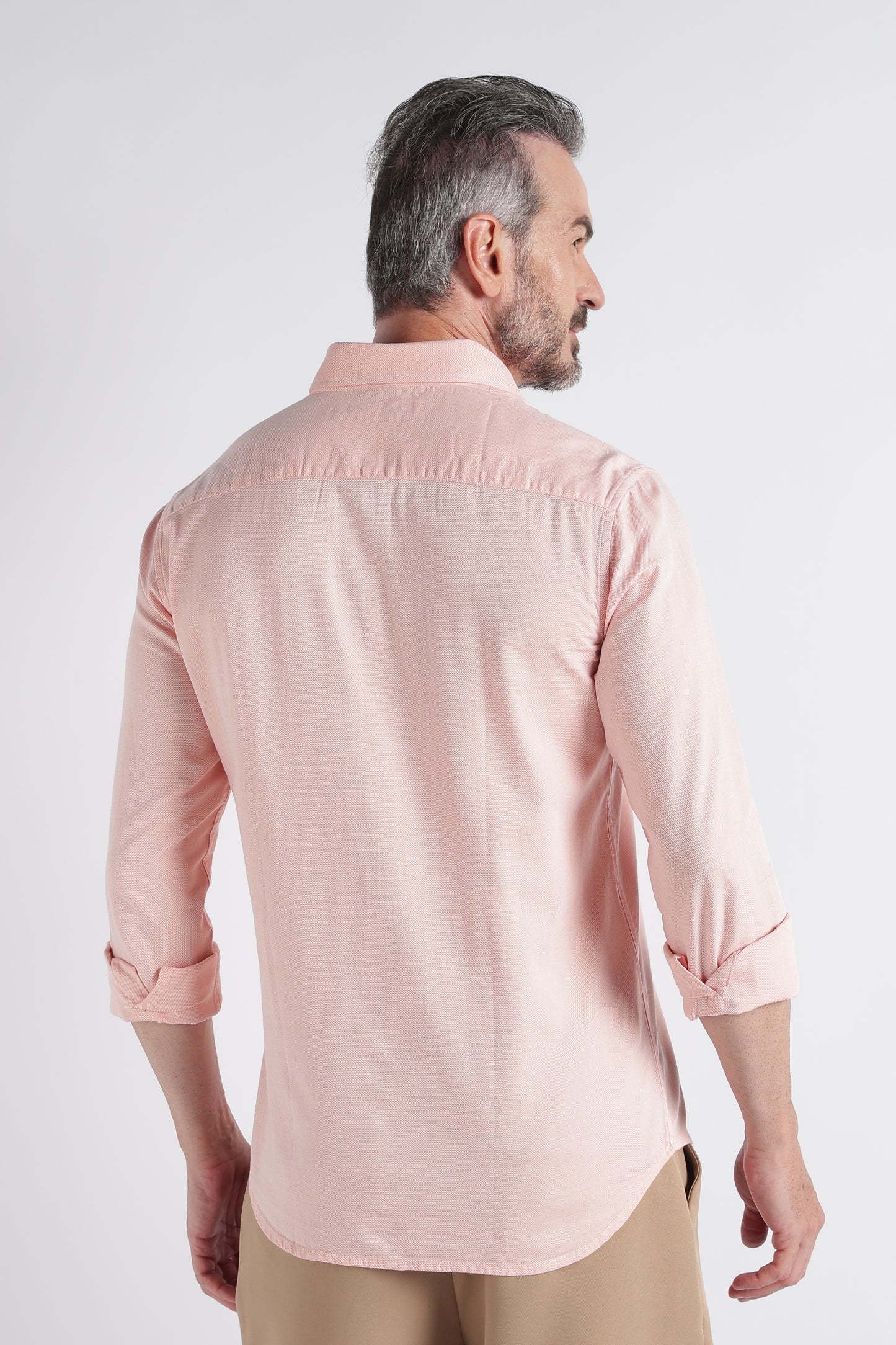 Peach Solid Shirt - Slim Fit Casual
