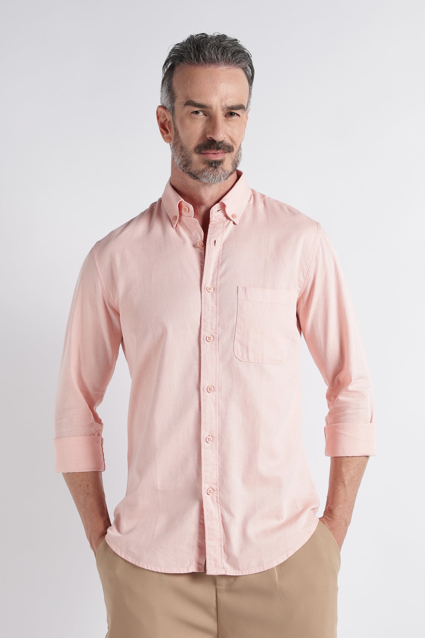 Peach Solid Shirt - Slim Fit Casual