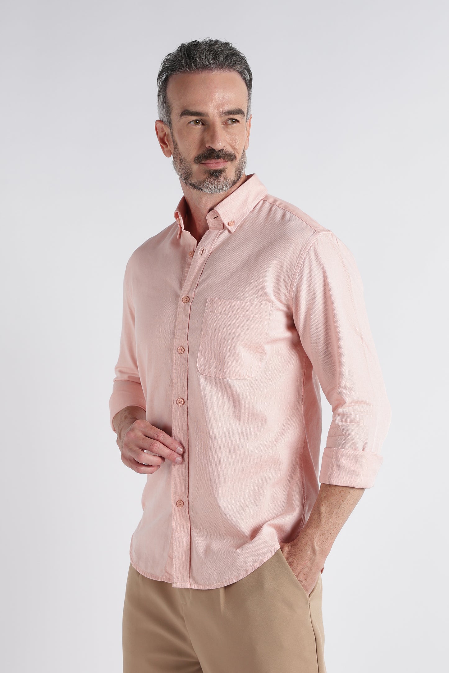 Peach Solid Shirt - Slim Fit Casual