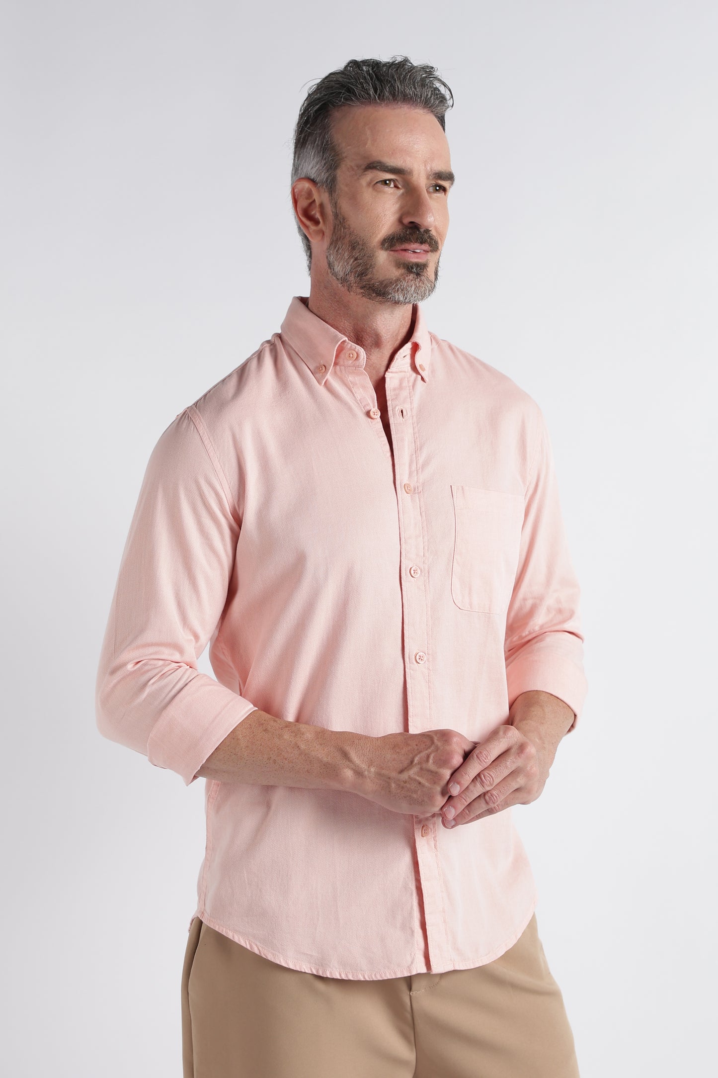 Peach Solid Shirt - Slim Fit Casual