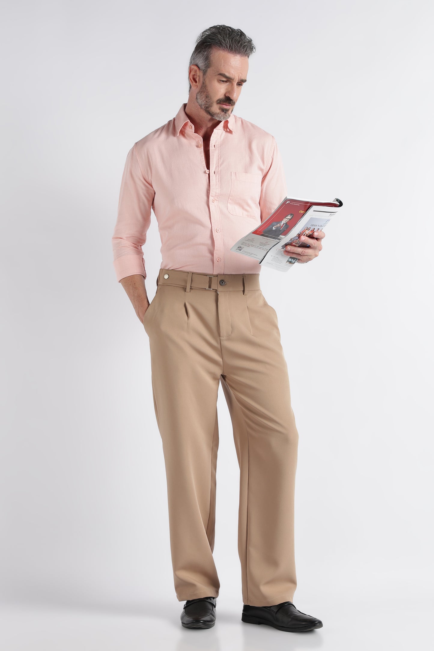 Peach Solid Shirt - Slim Fit Casual