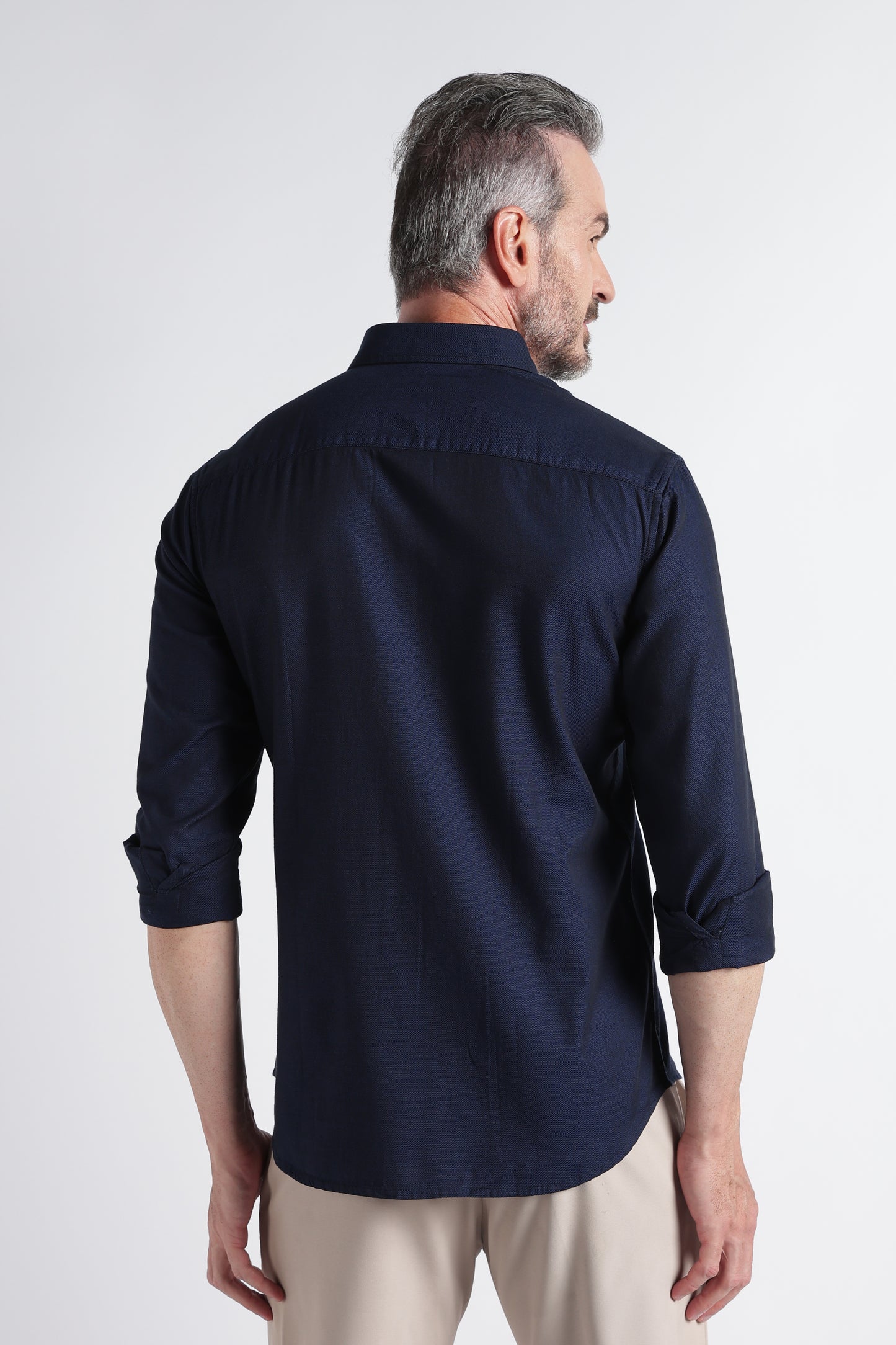 Navy Solid Shirt - Slim Fit Casual