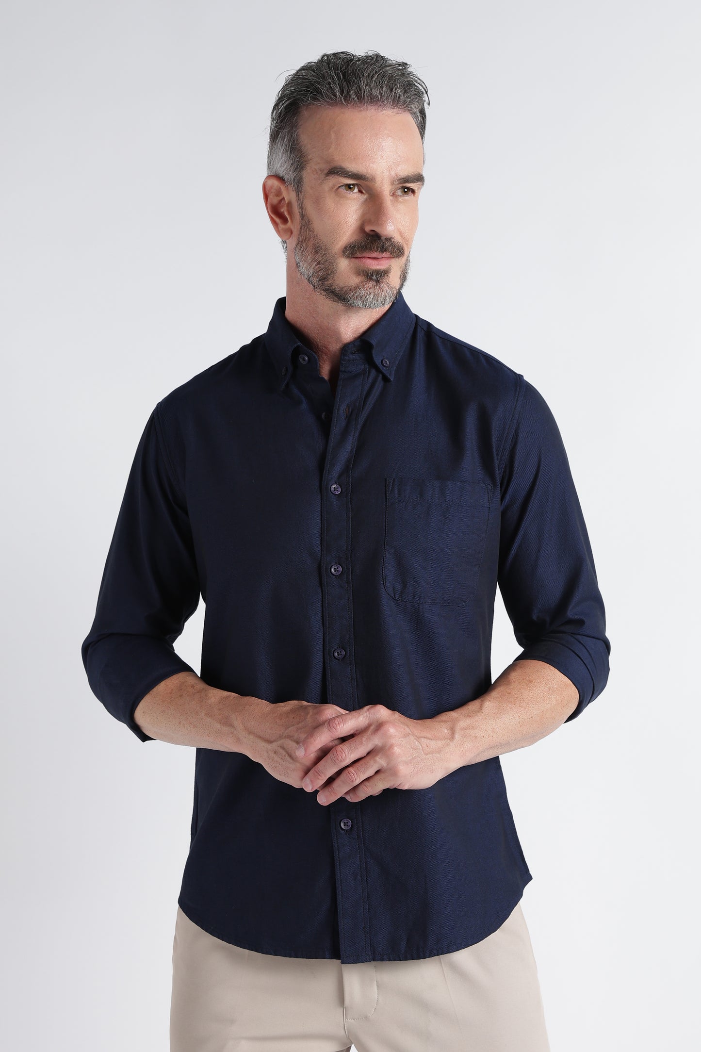 Navy Solid Shirt - Slim Fit Casual